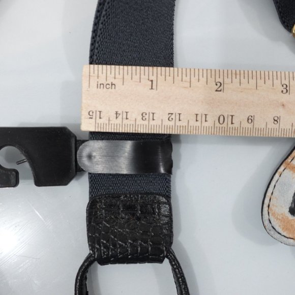 Suspender Mens Blue Button Y Back Leather Adjustable Strap Stretch Elastic Slate - Picture 7 of 9